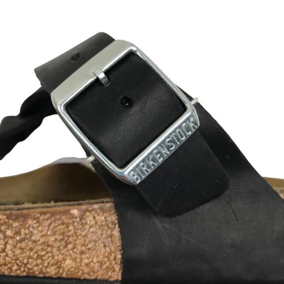 BIRKENSTOCK Gizeh Oiled Leather Sandal Women 10 Black Twist Comfort Resort NWT - Picture 9 of 14